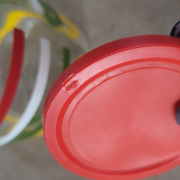 Vintage Flexeel Glass Juice Pitcher Carafe Decanter MCM Stripe Fiesta Print - Picture 5 of 10